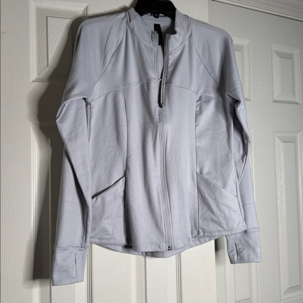 Kyodan Active Pullover Long Sleeve Women's L Gray full Zip Mock Collar Base Lay